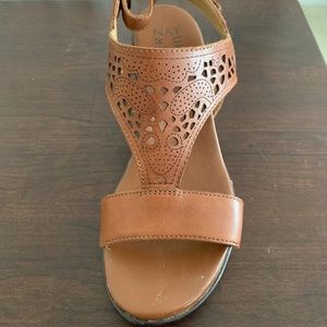 Naturalizer Brown Wedge Sandals with Design